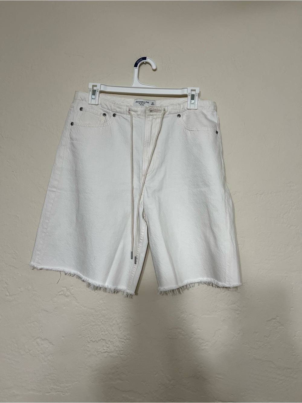 Abercrombie & Fitch White Denim Drawstring Shorts